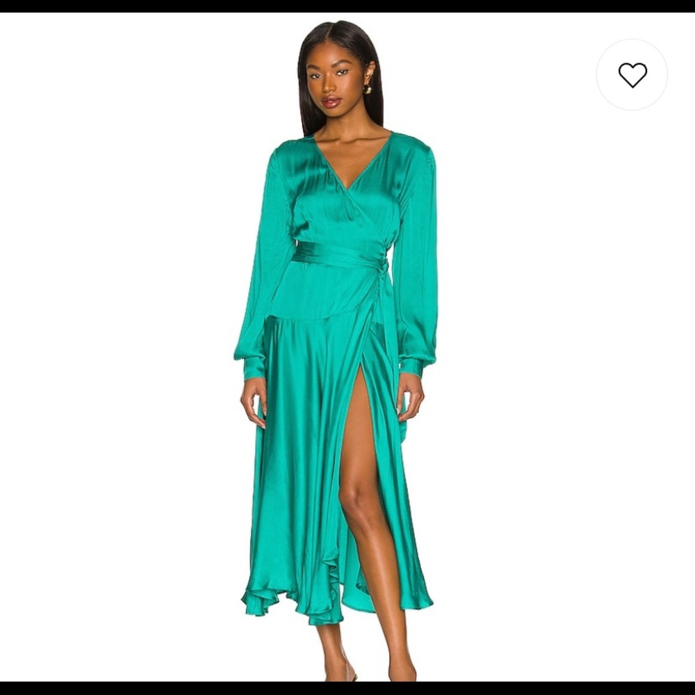 Karina Grimaldi Noelle Wrap Dress in Emerald